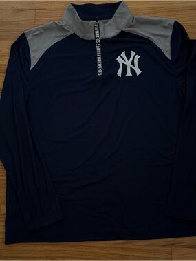 NY Yankees Navy & Gray Quarter-Zip Pullover Fanatics